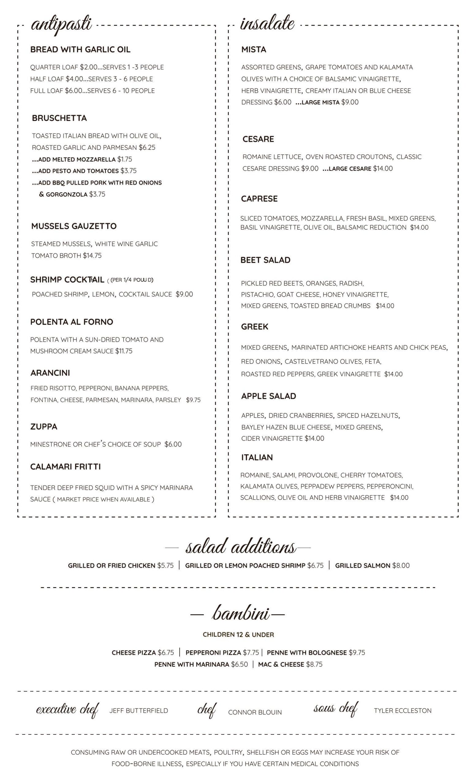 Dinner Menu